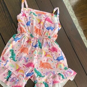 Colorful Dinosaur Print Kids Romper size-2y3y
